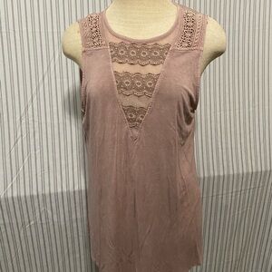 Gimmicks Mauve Lace Accent Tank Top